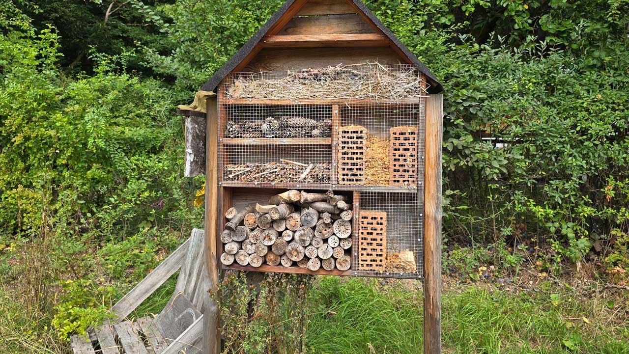 Insektenhotel aus Holz, gemeinsam mit Kindern gebaut